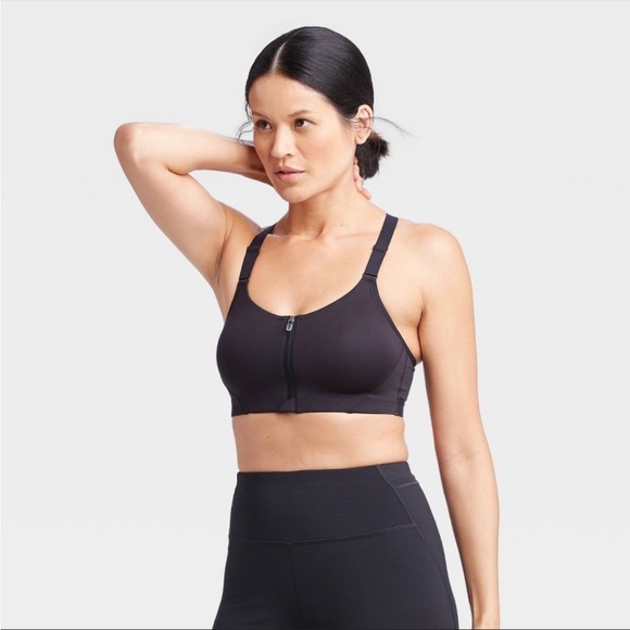 Women's High Support Zip-Front Sports
Bra - All in Motion Jet Black Marble 38B - Picture 2 of 10